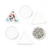 10 pcs/lot beauté ongles pointage strass Triangle plaque ronde pour bijoux perles affichage plateau en plastique emballage conteneurs blancs bijoux accessoires bijoux