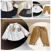 Designer long-sleeved shirt and trousers 2-piece set new spring and autumn high-quality brand casual tide fan children's clothes size 100cm-150cm f10