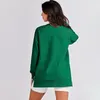 Sweats à capuche pour femmes Design Col rond Pull Fermeture à glissière latérale Casual Lâche Pull à manches longues Oversize Solide Vêtements Vêtements chauds Filles S-XL