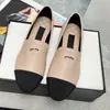 Spring Autumn New Dress Shoes Famous Women Designer Brand Metal Letter Colored Fadies Shoes Genuine Leather Round Toe Panel Flat Heel Soft Sole Nonslides Single Shoe