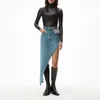 Skirts High-waisted Hundred Irregular Denim Half-body Skirt Sexy High Street Y2k Washed Cotton Blue Package Hip