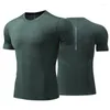 Polos pour hommes été grands sports décontractés Cool glace soie col rond manches courtes course Gym formation vêtements à séchage rapide