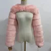 Mulheres pele do falso inverno roupas quentes rosa branco preto raposa casaco e jaqueta manga longa fofo colheita topo senhoras elegante outwear 231031