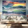 Huile sur toile de paysage marin moderne, peinture de vagues d'océan orageuses pour salon, salle à manger, Art mural décoratif fait à la main sans cadre