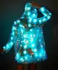 Mulheres Hoodies Moletons Ohlees Mulheres Meninas LED Lantejoulas Super Flash Jaqueta Saia Colete Light Up Rave Criativo Outer Coat Stage Costume Party Fancy Dress 231030