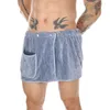 Vêtements de nuit pour hommes Hommes Jupe courte Chaud Fantaisie Pantalon en éponge Pyjamas Sous-vêtements Culotte Poche Maillots De Bain Short Stretch Avec Boutons