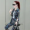 0C715232Y01 Women's Customized Tracksuits Autumn Sports Set Colorful Chain Pattern Fashion Print Slim Long Sleeve Casual Two Piece Set