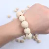 Perline di legno filettate naturali non finite da 18 mm Perline di legno a nido d'ape rotonde per la creazione di gioielli Bracciale fai da te Nappa Gioielli di moda artigianali Perline accessori di gioielli