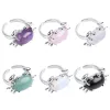 South American Style Natural Gem Crab Shaped Alloy Ring Natural Chakra Crystal Unisex Jewelry for Party Gift Friendship Gift