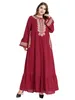 Ethnic Clothing Red Rayon Cotton Maxi Dress For Women Summer 2023 Striped Plus Size O Neck Short Sleeve Loose Casual Arabic Clothes