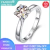 Avec certificat anneau original 18K Couleur en or blanc rond Solitaire 2 0CT CUBIC ZIRCON MARIAD Band Women Sterling Silver Ring285l