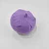 Chapéus menina bege roxo boinas chapéu moda cor sólida de malha com gorro de estudante boina abóbora quente outono e inverno boné