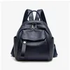 School Bags Women's Leather Backpack Genuine Black For Laptop Travel Female With Handles