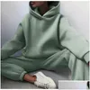 Kadınlar İki Parçalı Pantolon Takip Takım Sonbahar Moda Sıcak Hoodie Sweatshirts Parçalar Büyük Boyu Katı Katı Sıradan Hoody Plovers Uzun Pantolon D DHSKO