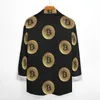 Men's Casual Shirts Crypto Shirt Men Gold Coin Print Autumn Y2K Graphic Blouses Long Sleeve Fashion Oversized Clothes Gift