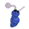 Mini brûleur à mazout en verre multicolore Bong double crâne en forme de cendrier créatif narguilé chicha fumer conduite d'eau mini barboteur Dab plates-formes pour fumer avec des pots d'huile