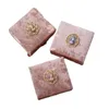 Pochettes à bijoux en velours rose de qualité supérieure, boîte de collier de tête de beauté rétro, bague de mariage, clou d'oreille