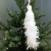 Juldekorationer 40x8cm träd vit påfågel hängande konstgjorda fjädrar för utsökt festival dekor hem vardagsrum hängande 231030