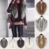 Lenços Cor Natural Fox Faux Fur Collar Cachecol Inverno Tamanho Grande Lenços Warp Xale Pescoço Aquecedor Roubou Silenciador com Clip Loops 231031