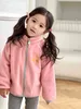 Vintermjuk fleece -kappa Autumn Kids Girls Jackor Söta körsbärsmönster dragkedja rockar barnens utkläder överrock