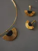 Kolczyki stadnonowe Vintage klasyczny egipski czarny agat pół okrągłego geometrycznego biżuterii modowej dla kobiet imprez