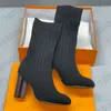 Designer -bottes bottines talons chaussures hiver femme lettres talon tissu chaussettes bottes imprimer fleur chaussures de fête de mariage