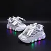 Boots Led Lights Shoes Kids Boys Sneakers Waterproof Mesh White Children Sport Running Girls Sneaker Brand TennisTrainers 231030