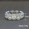 Wedding Rings Huitan Sparkling Cubic Zirconia Promise for Women Engagement Bands Silver Color Modern Fashion Female Jewelry