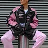 Kurtki damskie Trench Baseball Pink Jacket Varsity Y2K Streetwear Winter Women Ubrania Long Racer Patchwork Letterman Coats