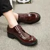 Zapatos de vestir Traje de negocios Hombres Cabeza grande Cuero Británico Redondo Casual Cordones Tendencia