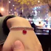 Tiffanylris Charm Bracelets Designer popularny lanfuni emalia niebieskie czerwone serce Sier Sier w kształcie serca moda wszechstronna bransoletka studencka żeńska crek
