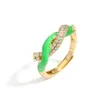 Кольца кластера HECHENGElegant Nature Style Cooper 18k с покрытием эмалированное кольцо женские модные украшения поворот для женщин
