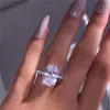 Ręcznie robiona biżuteria 925 Srebrny pierścień Owalny Cut 3CT Diamond C Stone CZ Element Wedding Pierścienie dla kobiet prezent dla kobiet 260G