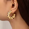 Boucles d'oreilles à dos tendance géométrique torsadé épais, Clip couleur or brillant, énorme rond Non percé pour femmes, bijoux Punk