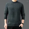 Men's Sweaters Men's 2023 Autumn And Winter Solid Knitted Shirt Half High Neck Micro Elastic Soft Skincare Sweater Casual Warm Fit