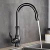 Kitchen Faucets Quyanre Black Pull Out Sink Mixer Tap Single Lever Water Crane For 360 Rotation 231030