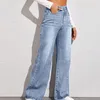 Jeans pour femmes Femme Y2k Pantalon à jambes larges Taille haute Maman Chic Mode coréenne Denim Pantalon Bleu Jean Pantalon Casual Femme Vêtements