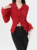 1025 2023 Milan Runway Autumn Women's Sweaters Brand samma stiltröja långärmad svart röd v hals cardigan yunbo