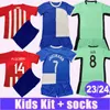 2023 24 KOKE Kids Kit Футбольные майки GRIEZMANN MEMPHIS CORREA MOLINA REINILDO R.DE PAUL Домашний красный и белый выездной детский костюм 3-е футбольные майки Униформа