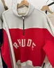 Halv zip tröjor hoodies mens vintage överdimensionerad eur amerikansk storlek fleece mäns färgblock hoodie 1 kvalitet toppar riktiga bilder