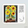 Blocos de pintura criativa buquê blocos de construção sol flor 3d modelo quadro imagem decoração para casa tijolos brinquedos presente r231031