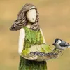 Garden Decorations Fairy Tale Forest Girl Bird Feeder Resin Crafts Outdoor Statue Lawn Decoration Ornament