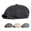 Berety zimowe gęste ciepłe czapki miękki ośmioboczny kapelusz dla mężczyzn detektyw hats retro kierowca płaskie czapki 231030