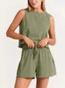 Damen-Nachtwäsche 2023 Sommer-Pyjama-Set Frauen Loungewear Rayon Leinen Pjs Sets Lounge Wear Shorts Anzug Home Female
