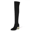 Boots Sexy Slim Fit Elastic Flock Over The Knee Women Shoes Autumn Winter Ladies High Heel Overknee Long Thigh Botas 231030