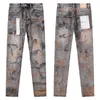 Paarse Designer heren Klassieke skinny leg fit Heren America Designers Ripped doodle Denim Washed Old Jeans