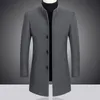 Misturas de lã masculina 2023 moda lazer boutique negócios cor sólida casaco fino trench jacket 231031
