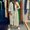 Etnik Giysiler 2023 Abaya Dubai Lüks Siyah Siyah İnce Keten Çizgili Pamuklu Gençlik Fas Kaftan Gevşek Müslüman Erkekler Robe Gömlek