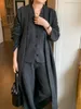 Casual Dresses Idle Style Single-Breasted Vest Long Knitted Straight-Leg Wide Leg Pants Three-Piece Set Dress
