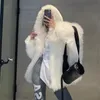 Vestes d'hiver en fausse fourrure pour femmes, manteau à capuche, veste moelleuse, épaisse et chaude, marque de luxe, vêtements d'extérieur coréens, 231030